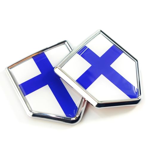 Image of Newperlite Finland Flag Decal Sticker Car Emblem Finnish Flag Car Decoration Accessories Chrome Shield for Truck Vehicles Cars, 2 Pack