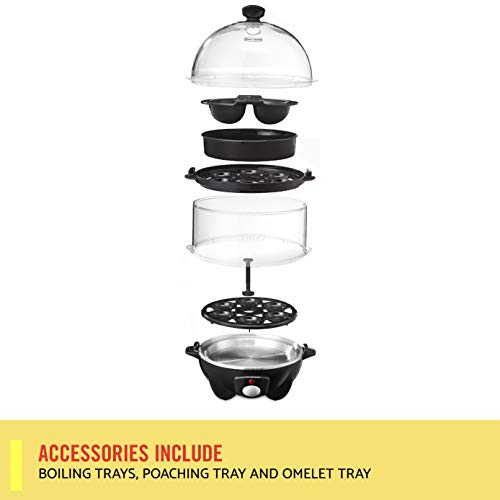 Bella Double Tier Egg Cooker, Boiler, Rapid Maker & Poacher, Meal Prep For Week, Family Sized Meals: Up To 12 Large Boiled Eggs, Dishwasher Safe, Poaching And Omelet Trays Included, One, Black #TOP7
