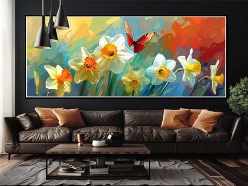 Peinture Numéro Adulte Fleur pour Décoration Salon Grand Format 240x90 cm