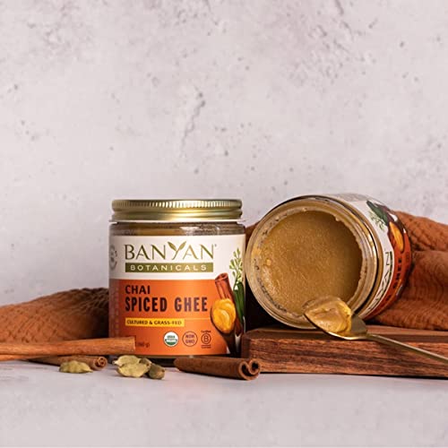 Banyan Botanicals Chai Spiced Ghee – Cultured Organic Ghee (Clarified Butter) With Cinnamon & Cardamom – Tasty Oil & Butter Alternative For Cooking & Baking – 5.65 Oz – Non-Gmo Gluten Free Vegetarian #TOP4