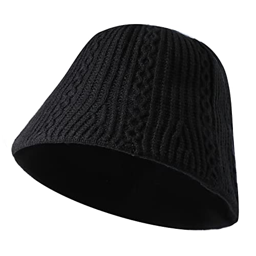 ElifeAcc Chapeau en tricot élégant à large bord pour femme, Noir , 6 Cover