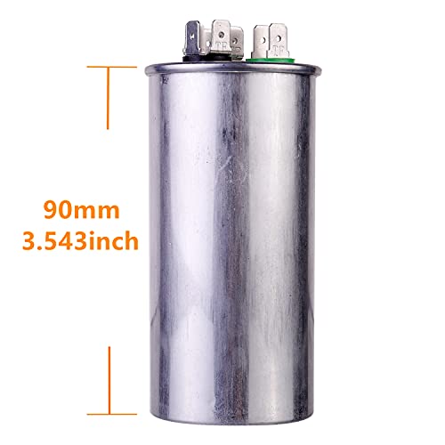25/5 uF 25+5 MFD ±6% 370V/440V CBB65B AC Capacitor Dual Run Round Capacitor Replacement 25 5 uF MFD 370 440 Volt VAC for AC Unit Fan Motor Start or Heat Pump or Condenser Straight Cool