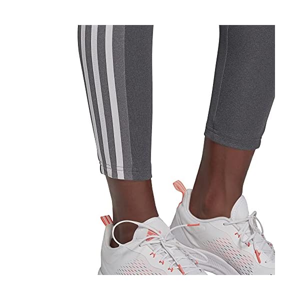 adidas-Womens-High-Rise-3-Stripes-78-Tights adidas womens High Rise 3-stripes 7/8 Tights Dark Grey Heather/White X-Large