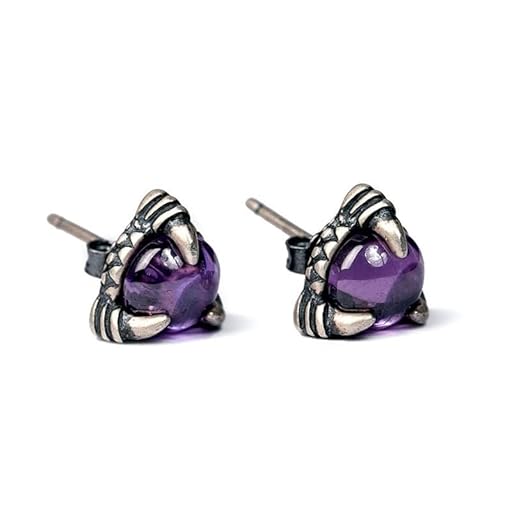 ZLING Pendientes De Tuerca De Amatista con Garra De Dragón De Plata De Ley 925, Pendientes Punk Góticos con Garra De Águila, Pendientes De Piercing, Joyería | Ya disponible en tu tienda friki favorita! En mundofriki.es!
