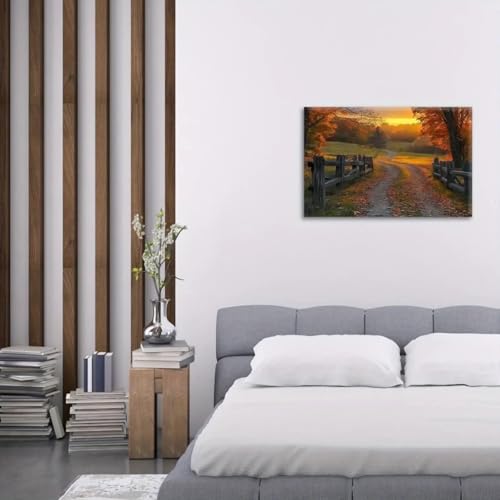 Tableau salon design automne grand format pour moderniser mur blanc terne