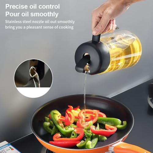 Generic Auto Flip Cap 34oz/1L Olive Oil Dispenser Bottle,Great capacity Condiment Dispensing Container for Kitchen, Non-Slip Handle Drip-Free & Spill-Free Spout,Easy Refill & Cleaning black - Image 3