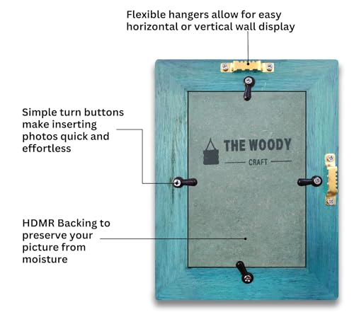 Image of 4x6 Photo Frame | Photo Frames for Wall Decor | mini Photo Frame | Blue Wood Frame for Wall | Ideal for Home, Office & Bedroom (4x6 inch, Blue)