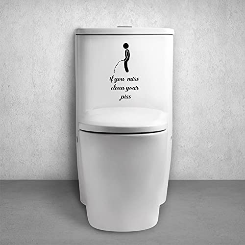 3 Pcs Funny Toilet Stickers, If You Miss Clean Your Piss Funny Decals, Wall Art Sign Decor, Removable Toilet Seat Quote Murals For Toilet Wc Restroom Door Seat Bathroom Decoration #TOP2