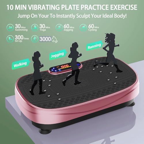 Vibration Plate Fitness Platform Exercise Machine - Vibrating Shaking Full Body Shaker Workout Fitness Platform Vibration Plate for Lymphatic Drainage Weight Loss (Rose Red)