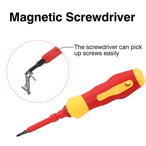 SDFSX 7 in 1 500V Changeable Insulated Screwdrivers Set, Two-Head Type Dual-Purpose Insulated Screwdriver Set, Electrician Tools Multi-functional Repair Tool Kit - Thumbnail 3