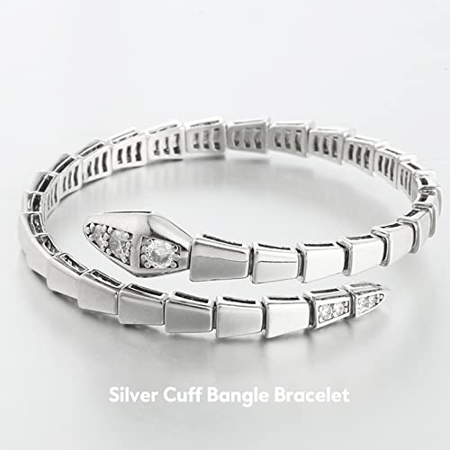 Fuunusly Crystal Cuff Bracelet For Women - Fashion Aaa Cubic Zirconi Silver Snake Bracelet Charm, Bangle Jewelry Gift For Anniversary Party Girls Women Girlfriend #TOP1