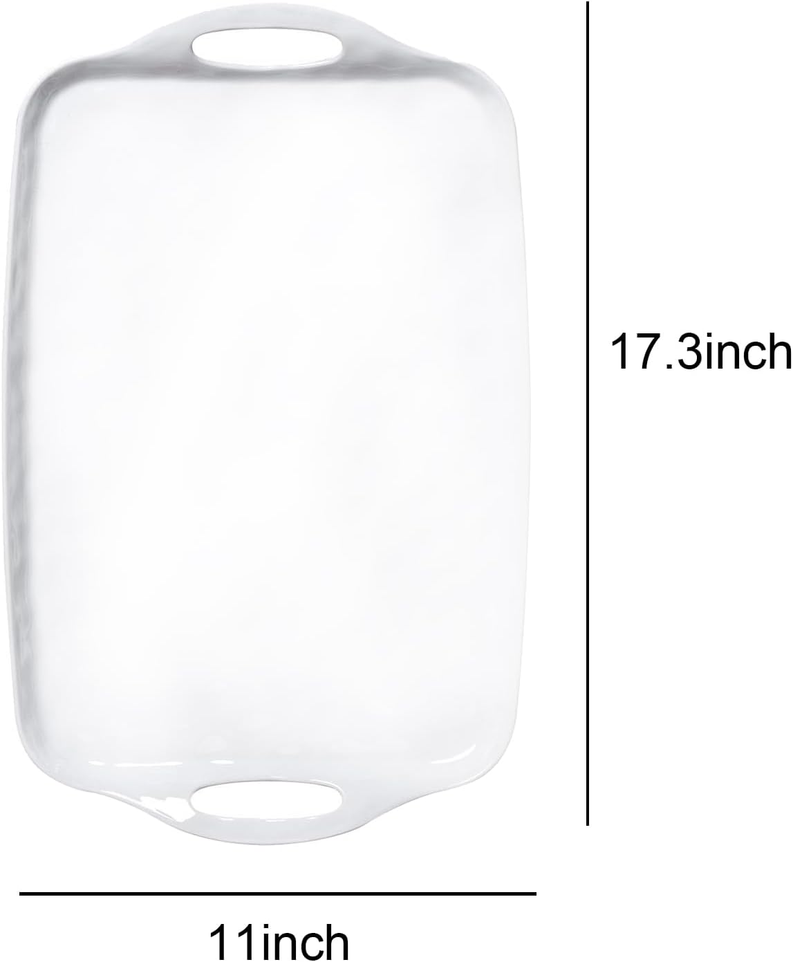 Large Serving Tray with Handles, 17.3 X 11 Inch Serving Platter, Set of 2 Melamine Platters for Turkey, Fruit, Desserts, Dishwasher Safe, (Pure White)