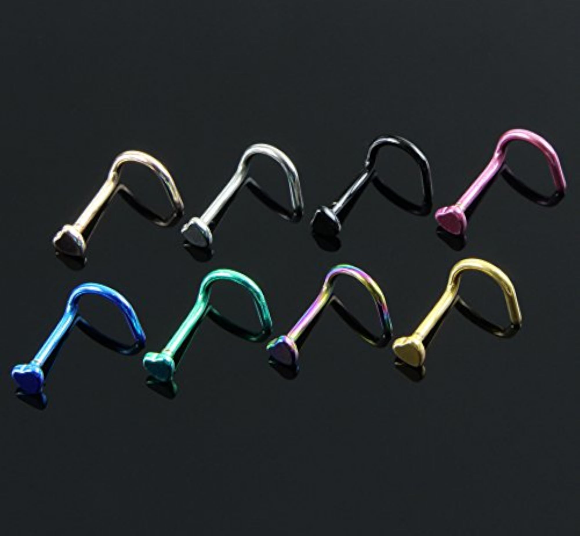 Fashion Stainless Steel Heart Nose Rings Set