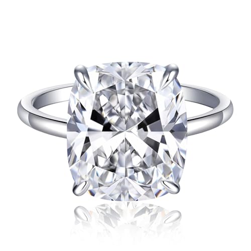 AVECON 3CT Elongated Cushion Cut Engagement Ring for Women, Promise Wedding Cubic Zirconia White Gold Plated Band Size 7