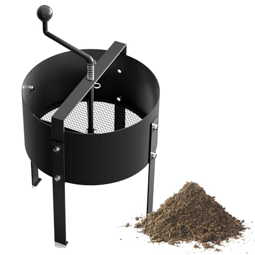 PEILU Rund Gartensieb Ø40cm Erde-Sieb, Bodensieb mit Handkurbel...