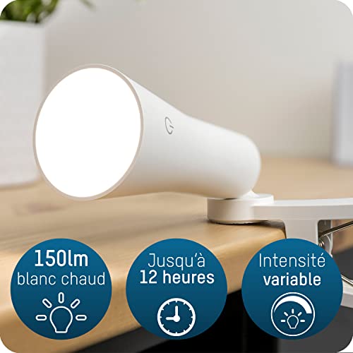 Lampe de bureau à LED à intensité variable en continu et commande tactile à pince Blanche - 7