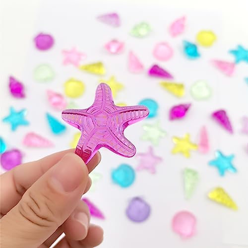 Zalaxt 4 Styles 100 pcs Acrylic Ocean Sea Shells Assorted Seashells Starfish Conch for Beach Theme Party, Wedding Decoration, Scatter Table Vase Fillers Home Decoration 1.1 Pound - Thumbnail 3