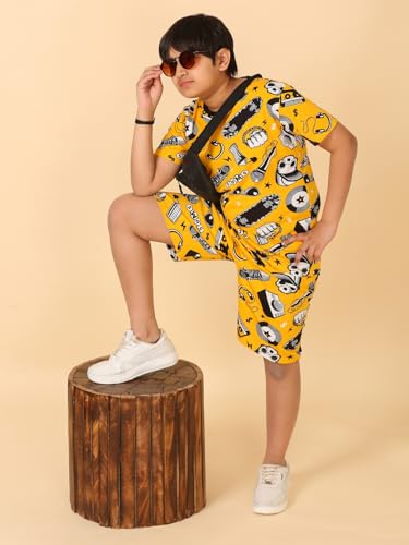 Image of Boys Halfsleeves Cotton Solid /Printed T-Shirt & Shorts Summer Co-ord Set /Clothing Set /Casual wear