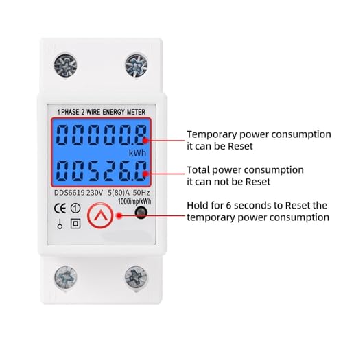 Compteur d'énergie monophasé DDS6619 AC 220V 80A rétroéclairé - 4