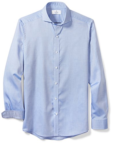 Amazon Brand - Buttoned Down Men's Fitted Supima Cotton Cutaway-Collar Dress Casual Shirt, Blue Washed Oxford, M 32/33 (Satisfaction Guaranteed)