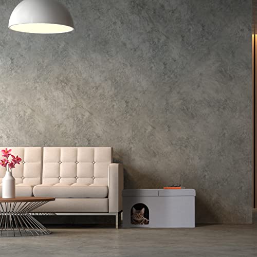 Relaxdays Katzenhöhle faltbar, belastbare Sitzbank, Katzenmöbel Indoor, Tierversteck, HBT: 38,5 x 74,5 x 37 cm, grau