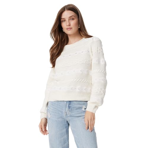 Sam Edelman Women's Jette Cable Designed Lace Knit Pullover Sweater Standard