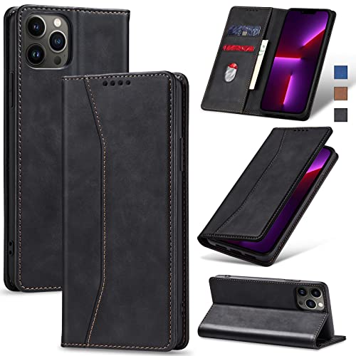 Image of Jasonyu Flip Wallet Case for iPhone 13 Pro Max,Black