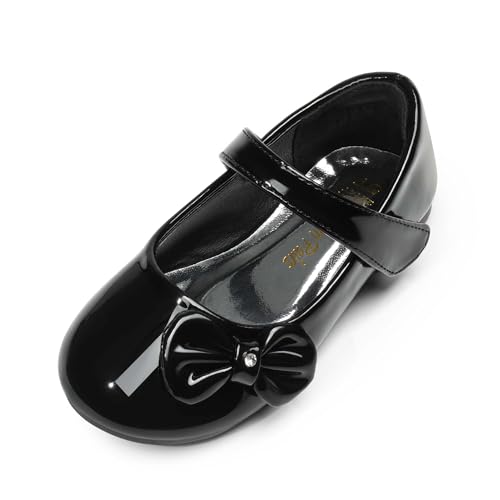 Image of DREAM PAIRS Toddler Girls Dress Shoes Mary Jane Flats, Girls School Uniform Flats Bow Ballerina Shoes