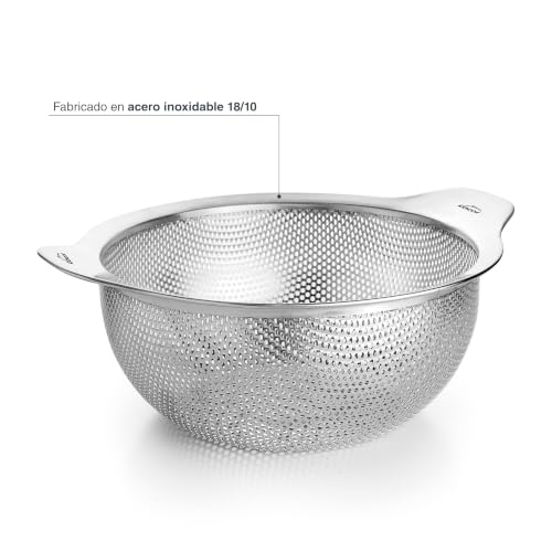 Miniatura 3 de Lacor - 62736 - Escurridor De Acero Inoxidable 18 10 Ø26 Cm Con Asas, Multifunción Para Escurrir, Colar Y Tamizar, Ideal Para Verduras, Pasta Y Arroz, 100 Apilable Y Apto Para Lavavajillas