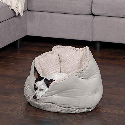 Furhaven 18" Round Pet Bed For Indoor Cats & Small Dogs, 100% Washable, For Pets Up To 14 Lbs - Minky Plush & Velvet Hug Bed - Silver Gray, 18-Inch #TOP2