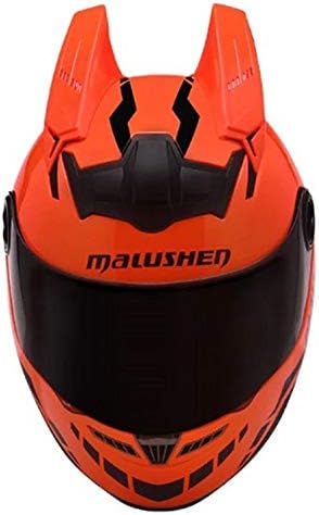 Miniatura 2 de Casco de motocicleta de cara completa con orejas de cuernos orrange Riding Motocross Racing Motobike Casco de Motocicleta
