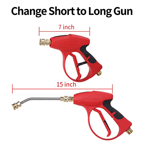 Image of Sooprinse Short Pressure Washer Gun 3000 PSI, 7 Inch Replacement Extension Curved Wand, 5 Nozzle Tips, M22-14 Inlet