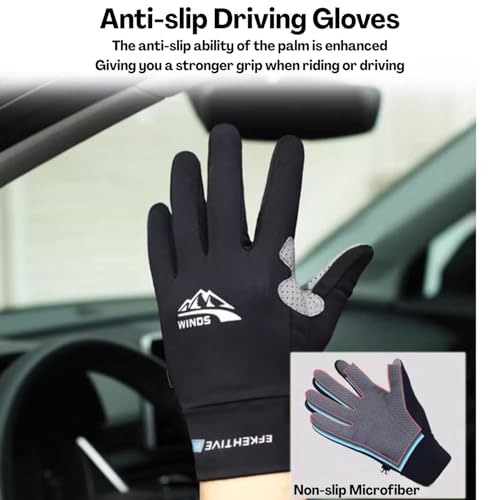 Image of Men's Sun Protection Gloves Men, Anti-Slip Summer Gloves with Touchscreen Fingers | UPF 50+ | Full Finger | Motorcycle & Bike | Lightweight | Summer Riding