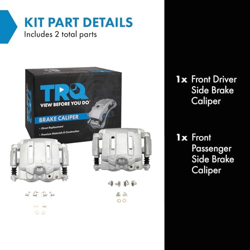 Image of TRQ Front Driver and Passenger Side Brake Caliper Set Caliper Brackets Hardware Compatible with 05-12 Ford F-250 Super Duty, 05-12 Ford F-350 Super Duty with Single Rear Wheels SRW