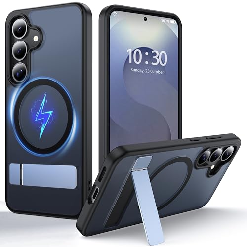 Coque Samsung S25 Plus silicone souple mince étui magnétique avec béquille noir
