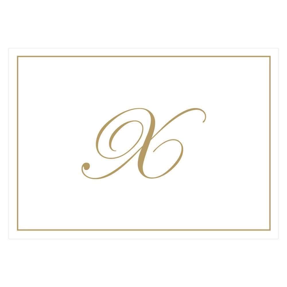 Caspari Gold Embossed Initials Boxed Note Cards in Letter X, 32 Cards &amp; Envelopes