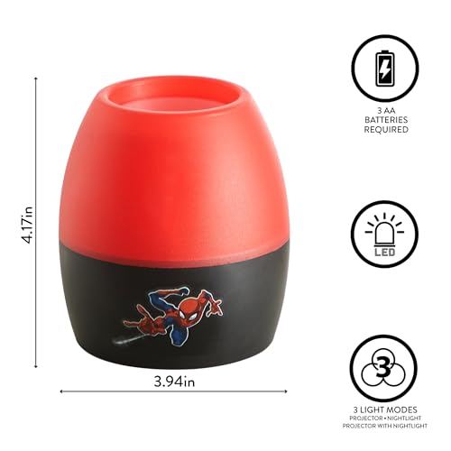 Image of Idea Nuova Marvel Spiderman Scene Projection Kids Lamp and Nightlight, 3.94 inch W x 4.15 inch H (Pack of 6)