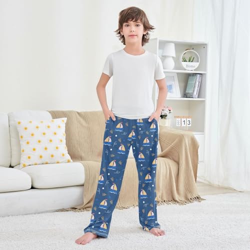 Boys' Pants Boat Cartoon Sea Long Bottoms Jogger Pants Elastic Waist Trousers with Pockets S-XL3