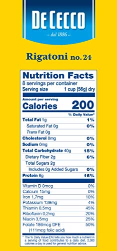 De Cecco Semolina Pasta, Rigatoni No.24, 1 Pound (Pack Of 12) #TOP3