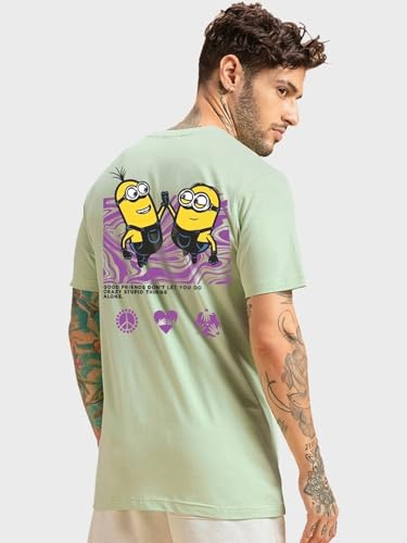 Image of Bewakoof X Minions Men's Cotton Graphic Print Regular Fit Half Sleeve Round Neck T-Shirt | Tshirt for Men Cotton| Casual Wear | Street Wear