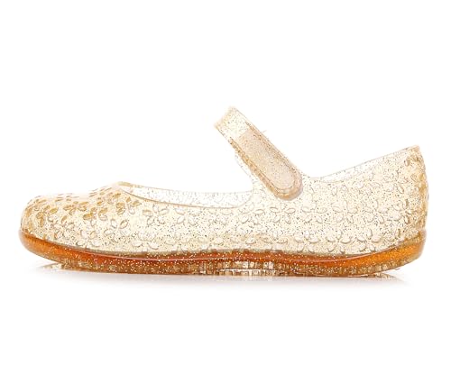 Image of Princess Dress Sandals Jelly Shoes for Toddler Girls Size 8, Blue Bird Nest Layered Lines Mary Jane Flats Childrens Clear Glitter with Hollow-Carved