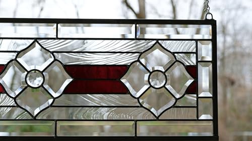 11\"x22\" Hanging Tiffany Style Stained Glass Clear Beveled Window Panel - Thumbnail 5