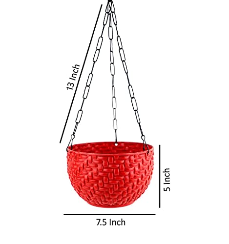 Image of Bianco Multicolor Round Rattan Woven Plastic Flower Hanging Planter /Beautiful Round Gamla Pot /Flower Hanging Pot (Pack of 3)