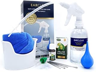 Ear Wax Remover, 20-in-1 Ear Cleaner Kit with Olive Oil Ear Drops for Blocked Ears, Easy Safe & Effective Ear Wax Removal Kit with Ear Syringe Bulb, Ear Irrigation Kit, by EarClear