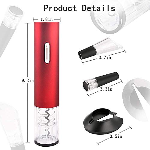 Electric Wine Opener - Automatic Electric Wine Bottle Opener with Foil Cutter, Professional Battery Automatic Corkscrew Opener Set with Gift Box for Family, Hotel, Restaurant (Red)