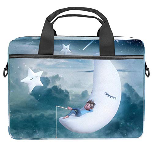 Sac à bandoulière pour ordinateur portable 13 à 14 pouces avec motif lune céleste