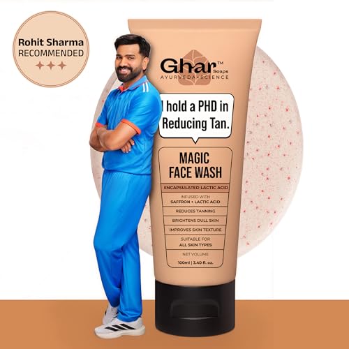 Image of Ghar Soaps De-Tan Face Wash | For Tan Reducing, Brightening & Glowing Skin | With Sandalwood, Saffron, Coconut Oil & Goat milk | For All Skin Types | 100ml (Pack of 1)