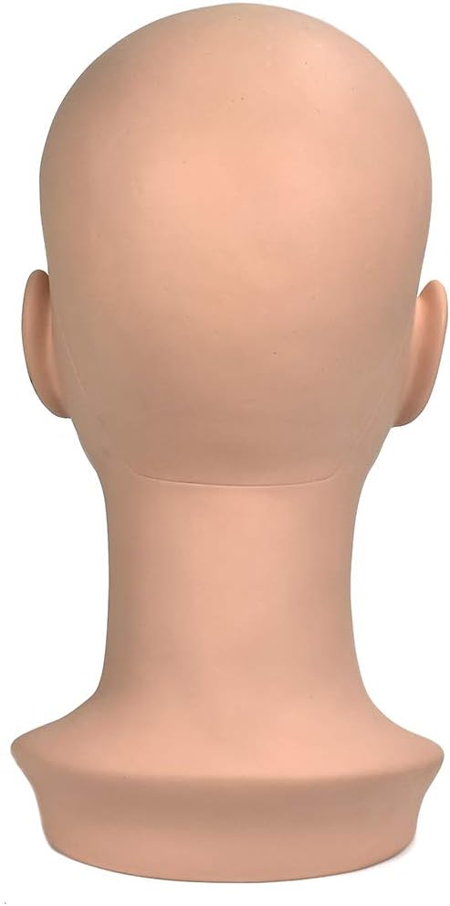 ErSiMan Female Life Size Bald Mannequin Head Professional Cosmetology for Wig Making, Display wigs, eyeglasses, hairs, T pins,with Free Clamp