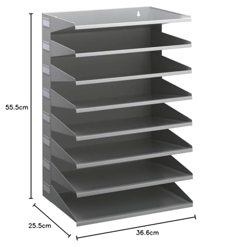 Trieur métallique mural robuste 8 compartiments horizontaux gris - 3