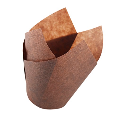 Zenlogy Tulip Cupcake Liners - Brown for Standard Size Cupcakes and Muffins - 120 Pieces per Box - Perfect for Extra Toppings on a Cupcake